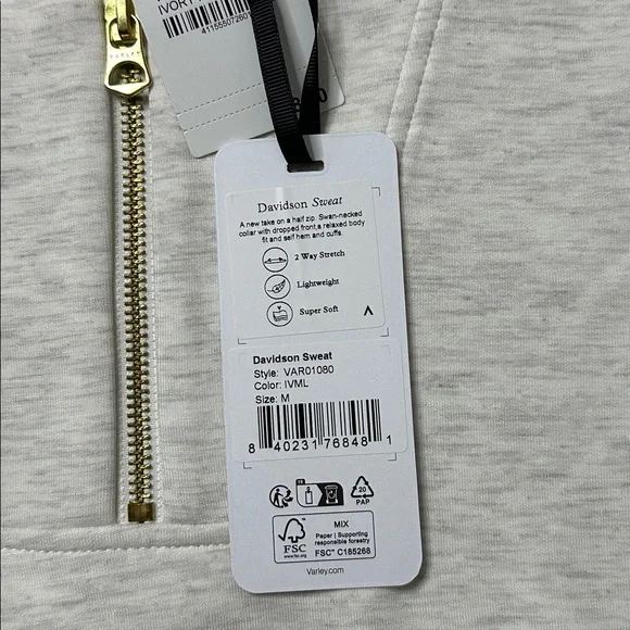 NWT Ladies Varley Davidson Sweat 1/2 Zip - Size Medium - Picture 3 of 11